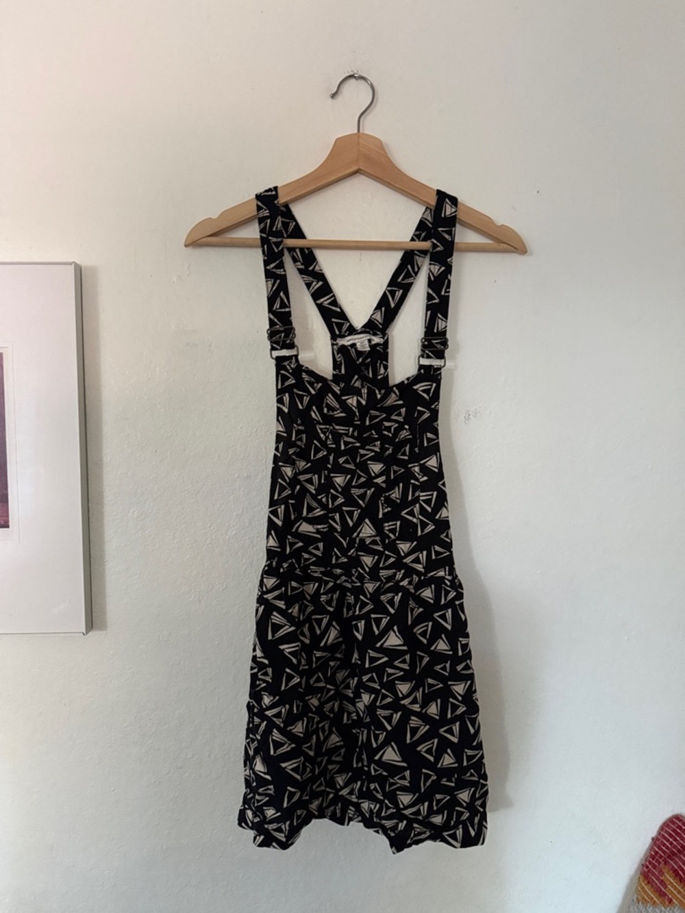 American Eagle Outfitters Overall Dress in Black and White Geometric Print Sz S